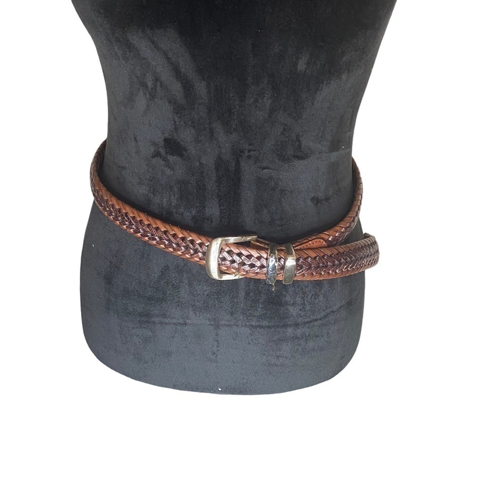 Fossil Woven leather with silver tone buckle ladies belt size 34